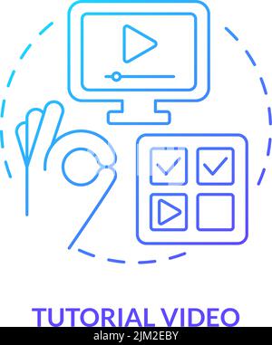 Tutorial video blue gradient concept icon Stock Vector