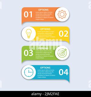 an infographic template with four options with editable text- great for presentations Stock Vector