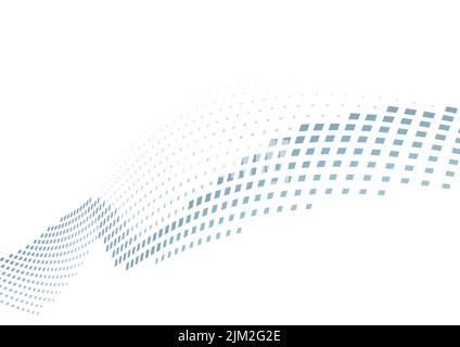 Abstract curved dotted line by squares with halftone effect. Vector graphic pattern Stock Vector