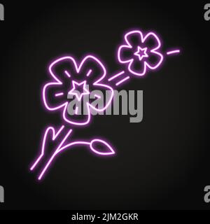 Sakura neon icon in line style. Japanese cherry blossom traditional symbol. Vector illustration. Stock Vector