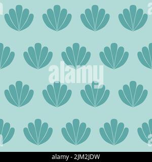 Green mint pastel marine seamless pattern background with shell for product design and decoration Stock Vector