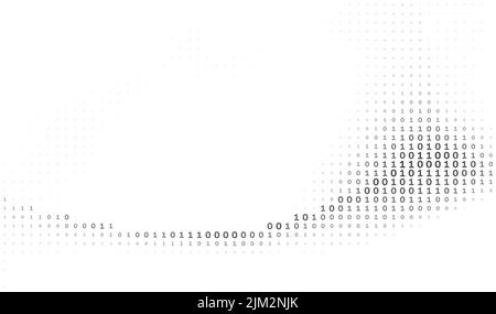 Abstract binary digital curved line of zeros and ones. Vector graphic pattern Stock Vector