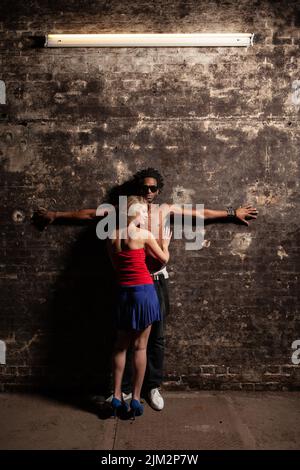 Modern Jesus. A contemporary take on the relationship between a Jesus and Mary Magdalene characters. Stock Photo