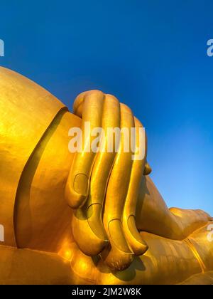 Big Buddha during sunset at Wat Muang in Ang Thong, Thailand Stock Photo
