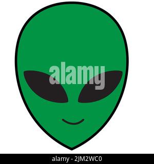 Alien green head icon on white background. Alien face sign. flat style. Stock Photo