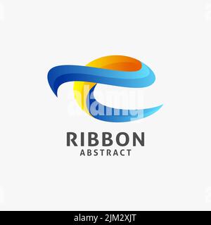 letter E abstract flowing ribbon logo design Stock Vector