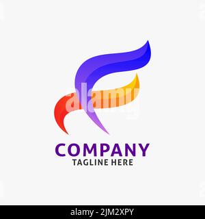 Letter F wavy logo design Stock Vector