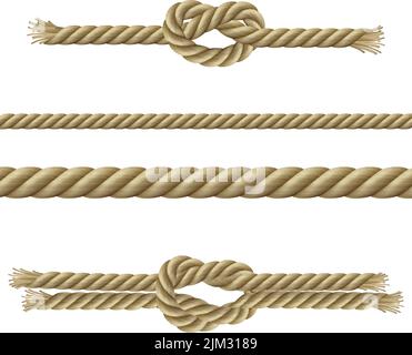 Twisted ropes nodes and sailor knots decorative set isolated vector illustration Stock Vector