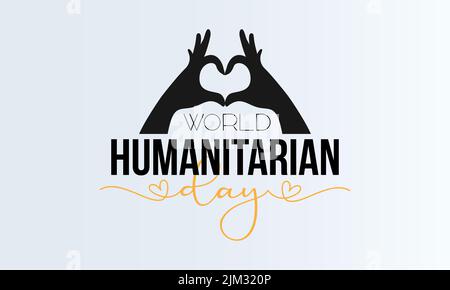 World humanitarian day. Black script calligraphy vector design for banner, poster, card and background. Stock Vector
