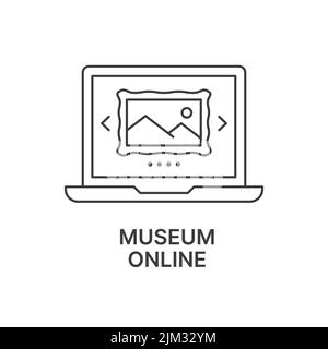 Museum online tour icon. Editable stroke. Vector illustration. Stock Vector