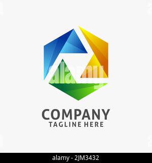 Abstract hexagonal round logo design Stock Vector Image & Art - Alamy