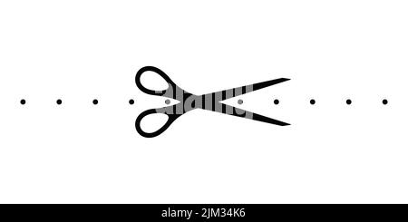 Scrissors cut here dotted line mark icon. Stock Vector