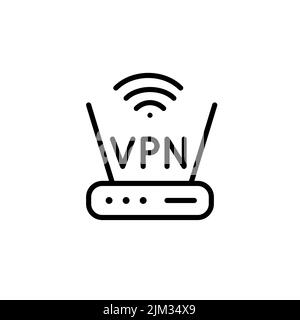 WIFI router using VPN. Pixel perfect, editable stroke line icon Stock Vector
