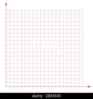 Grid paper. Mathematical graph. Cartesian coordinate system with x-axis, y-axis. Squared background with color lines. Geometric pattern for school Stock Vector