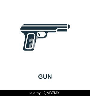 Gun icon. Monochrome simple line Protest icon for templates, web design and infographics Stock Vector