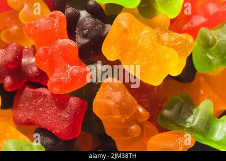 Close-up full frame shot of multi colored gummy bears pile Stock Photo
