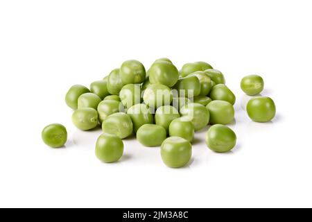 Heap of raw peas on white background with clipping path Stock Photo