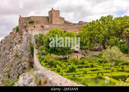 The Castelo de Marvao and the city walls of the Castle Fortress at Marvao, Portugal Stock Photo