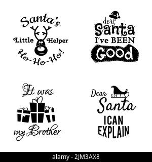 Christmas Calligraphy Quotes Designs. Xmas Typography Labels. Happy Holidays Lettering - Dear Santa Ive Been Good. Stock vector Stock Vector