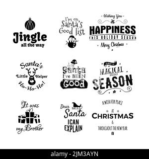 Christmas Calligraphy Quotes Designs. Xmas Typography Labels. Happy Holidays Lettering - Magical Season. Stock vector Stock Vector