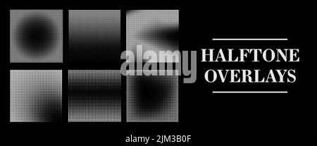 set of dotted pattern halftone overlay textures, vector illustration Stock Vector