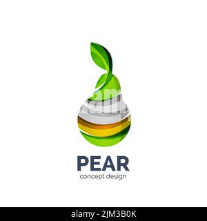 Vector creative abstract pear fruit logo created with waves Stock Vector