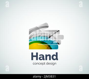 Hand logo template, abstract geometric glossy business icon Stock ...