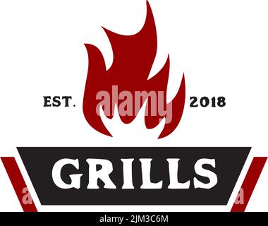 Grills barbeque restaurant logo design inspiration vector template Stock Vector