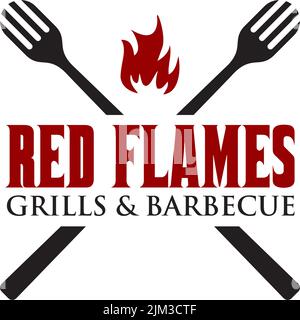 Grills barbeque restaurant logo design inspiration vector template Stock Vector
