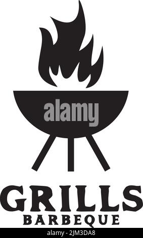 Grill restaurant icon logo design inspiration vector template Stock Vector