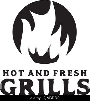 Grill restaurant icon logo design inspiration vector template Stock Vector