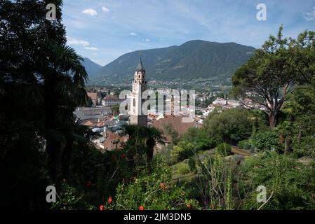 Merano City Parish Church of St. Nicholas, Merano, South Tyrol, Italy Stock Photo