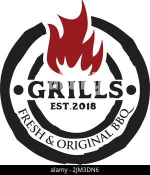 Grills barbeque restaurant logo design inspiration vector template Stock Vector