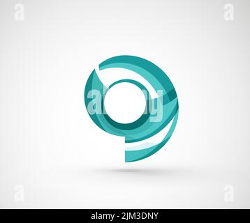 Abstract geometric company logo ring, circle. Vector illustration of universal shape concept made of various wave overlapping elements Stock Vector