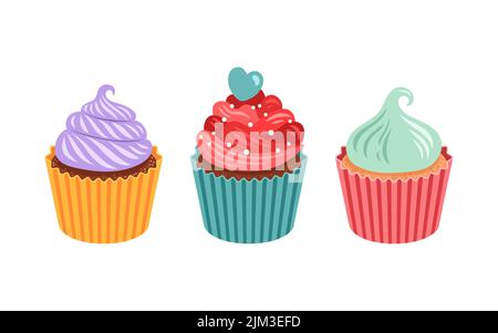 Set of cute vector cupcakes and muffins Stock Vector