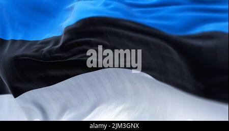 Close-up view of the estonian national flag waving in the wind Stock ...