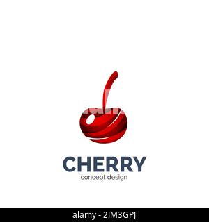 Vector creative abstract cherry fruit logo created with waves Stock Vector