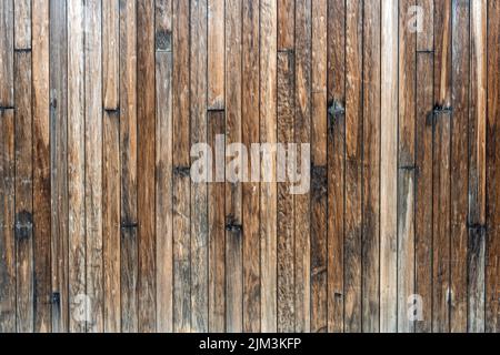 Background from a wall made of brown wooden planks Stock Photo