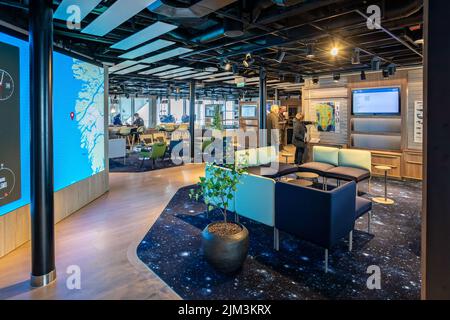 The Science Centre on board Hurtigruten's MS Fridtjof Nansen Expedition ship in Disko Bay, Greenland on 19 July 2022 Stock Photo