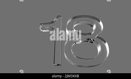 number gold silver 3d glass crystal anniversary render illustration Stock Photo