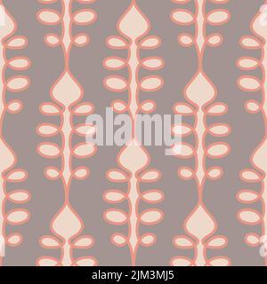 Gray pink pastel abstract plant swirl seamless pattern creative background for textile design Stock Vector