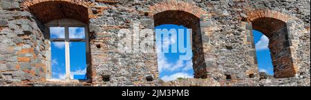 The castle was built by King Bela IV in the 13th century, after the invasion of the Tartars, from his wife's dowry Stock Photo