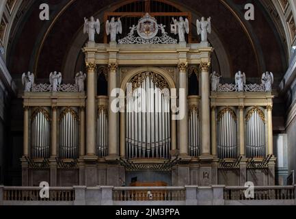 It is one of the biggest organs in Europe, and the basilica is the largest in Hungary Stock Photo