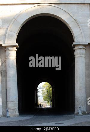 Architectural details at the Cathedral of the Assumption of the Blessed Virgin Mary and St. Adalbert in Esztergom city - Hungary Stock Photo