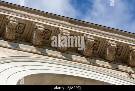 Architectural details at the Cathedral of the Assumption of the Blessed Virgin Mary and St. Adalbert in Esztergom city - Hungary Stock Photo