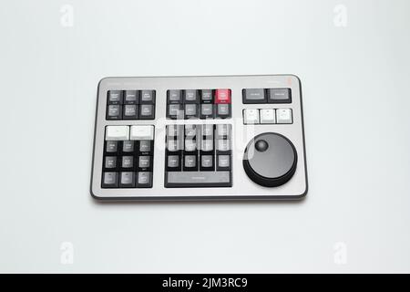 Davinci resolve speed editor product of Blackmagicdesign for video editing and color grading on isolate white background. Stock Photo