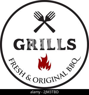Grills barbeque restaurant logo design inspiration vector template Stock Vector