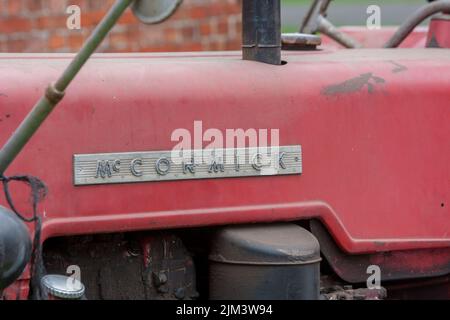 Hoogstraten, Belgium, 22nd June 2013, A vintage McCormick Deering tractor on display at a farm. High quality photo Stock Photo