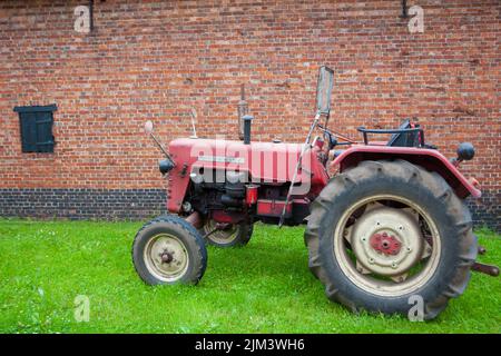 Hoogstraten, Belgium, 22nd June 2013, A vintage McCormick Deering tractor on display at a farm. High quality photo Stock Photo