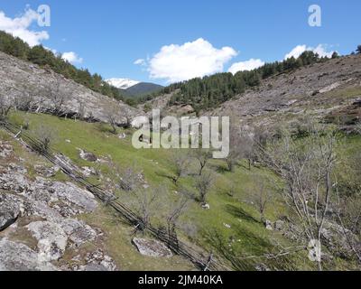 A beautiful shot of Rila mountain in Dobarsko village Bulgaria Stock Photo